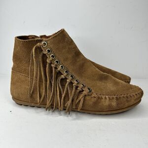 Minnetonka 663 High Top Willow Boot Dusty Brown Side Zipper - Size 9.5 US